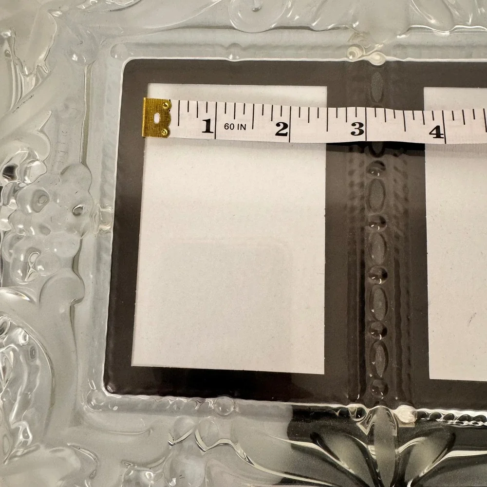 Mikasa Crystal Floral/Grapes Picture Frame Duet Double Photos Vintage Tabletop